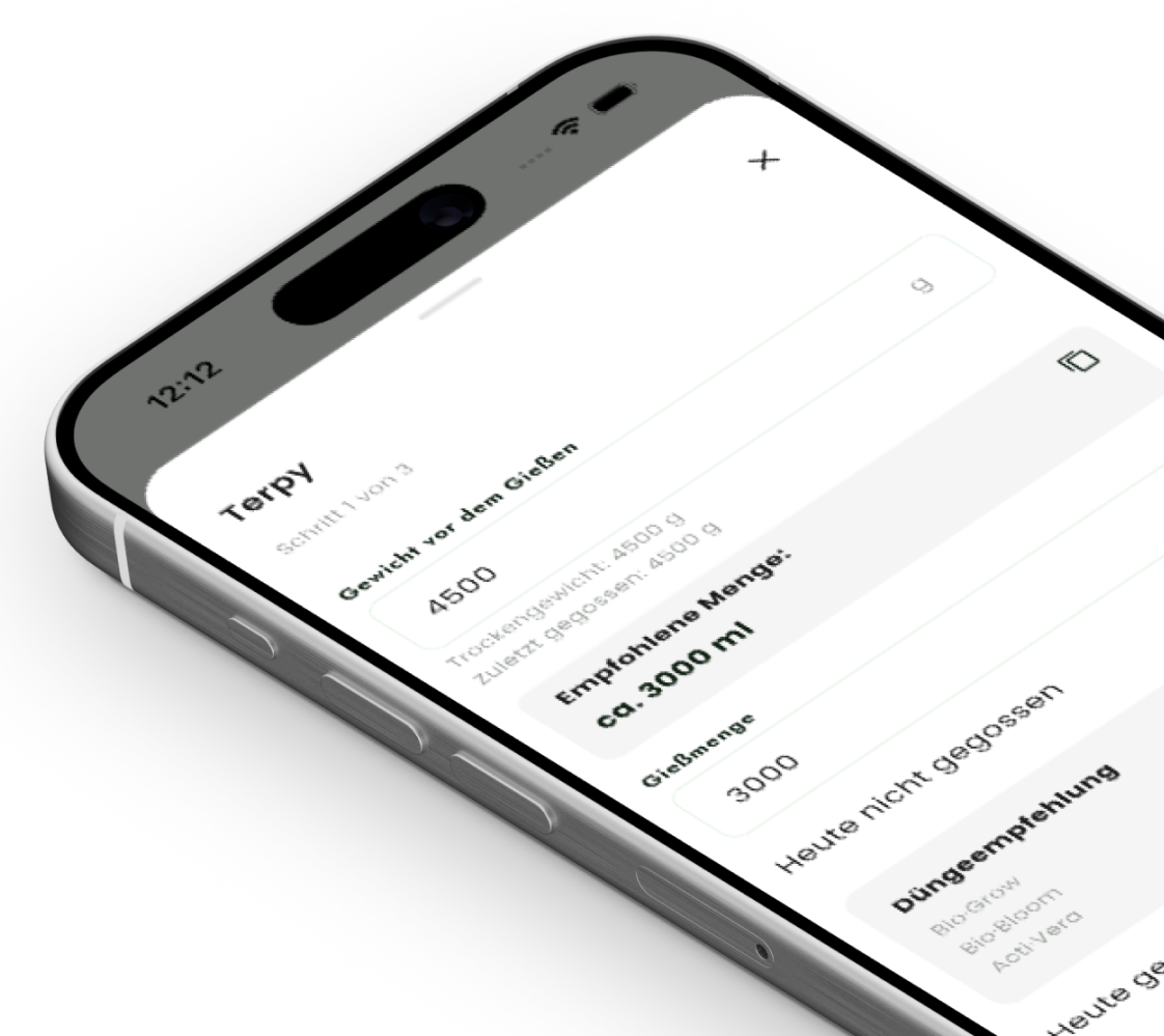 Growdy App – Gießempfehlung Screen